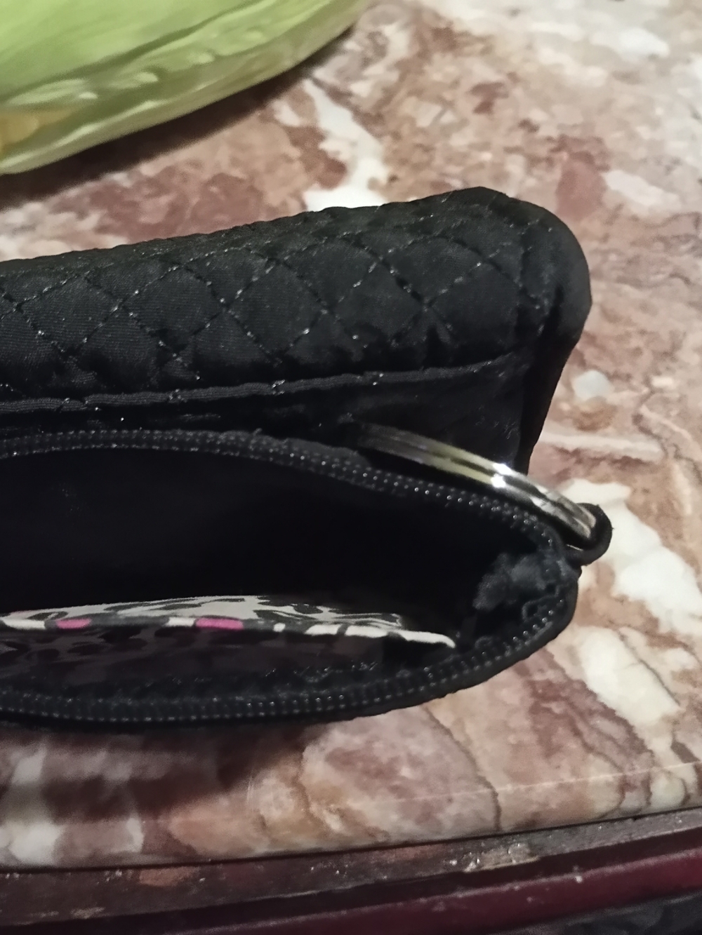 Vera Bradley Black Quilted Wristlet with Pink Floral ID Window - Picture 6 of 7